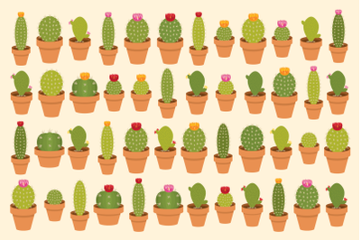 Potted Cactus Houseplant Clip Art Set