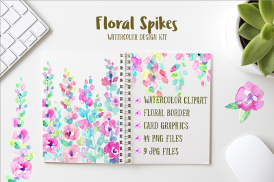 Watercolor Design Kit Floral Spikes