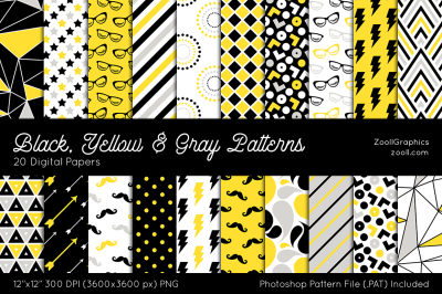 Black, Yellow & Gray Digital Papers