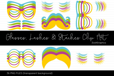 Glasses, Lashes And Staches Clip Art