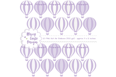 Lavender Hot Air Balloons Clipart PNG