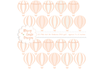 Peach Hot Air Balloon Clipart PNG