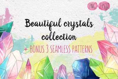Watercolor crystals set +Bonus!