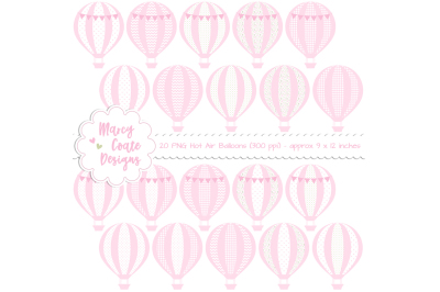 Pastel Pink Hot Air Balloon Clipart PNG