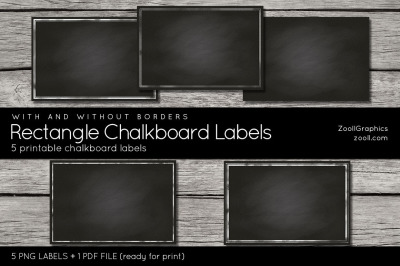 Rectangle Chalkboard Labels With And Without Borders