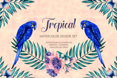 Tropical watercolor set