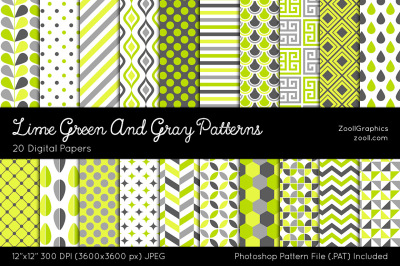 Lime Green And Gray Digital Papers