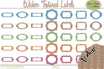 Wicker Textured Blank Labels, Labels Clipart
