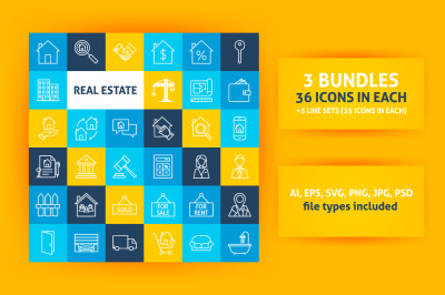 Real Estate Line Art Icons