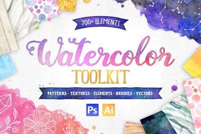 New Watercolor Texture Toolkit Bundle 