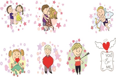 Cute love story illustration Vector Pack