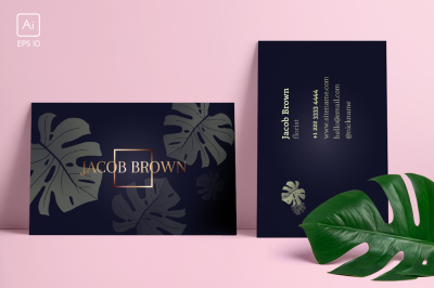 Men's business card with Monstera