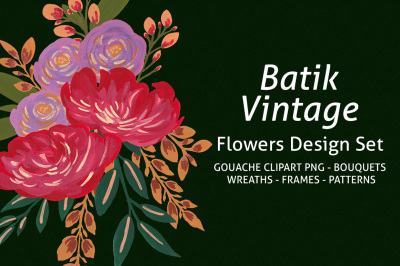 Batik Vintage Flowers Design Set