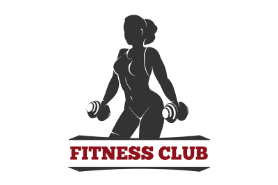 Fitness Club Emblem with Training Woman