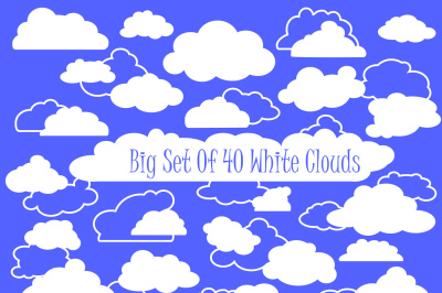 White Fluffy Clouds Vector Clipart
