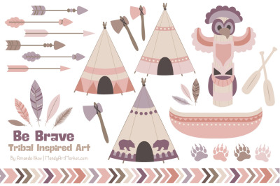 Tribal Clipart Collection in Buff