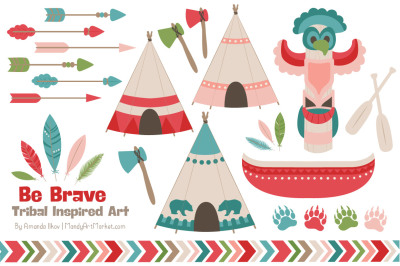 Tribal Clipart Collection in Cherry Bomb