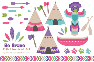 Tribal Clipart Collection in Crayon Box Girl