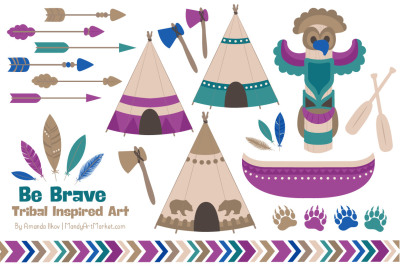 Tribal Clipart Collection in Peacock