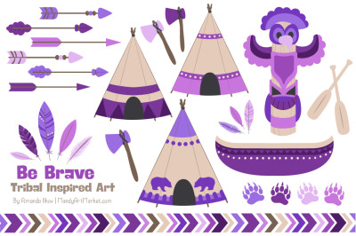 Tribal Clipart Collection in Purple