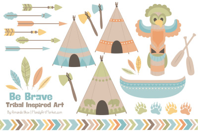 Tribal Clipart Collection in Vintage Boy