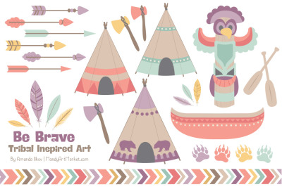 Tribal Clipart Collection in Vintage Girl
