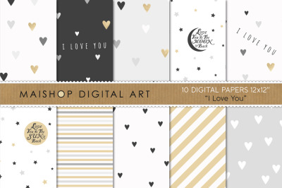 Digital Paper Pack - I Love You