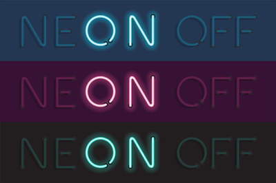 Neon Light Alphabet Vector Font