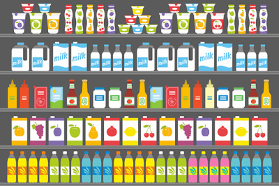 Shelves with Products and Drinks