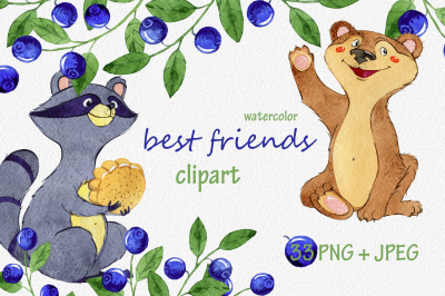 watercolor best friends