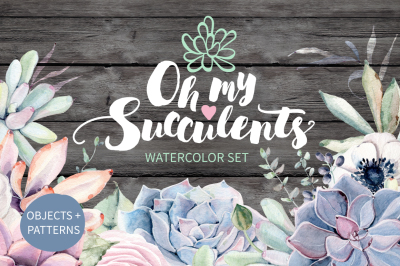 Oh my Succulents watercolor set