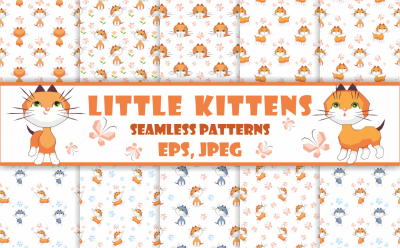 Little kittens. Seamless patterns