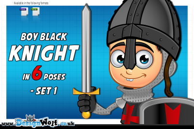 Boy Black Knight Character - Set 1