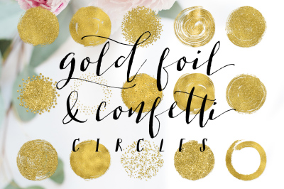 Gold Foil Confetti & Glitter Circles