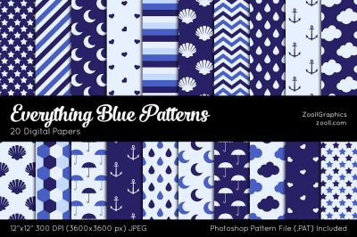 Everything Blue Digital Papers