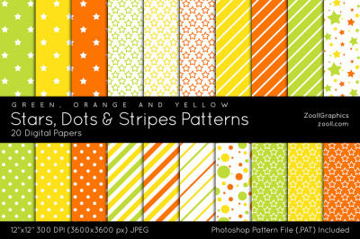 Stars, Dots And Stripes Digital Papers