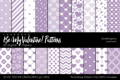 Be My Valentine Lavender Digital Papers