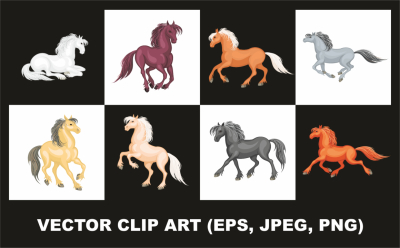 Horses. Vector clip art. 