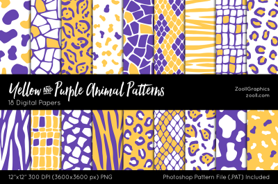 Yellow And Purple Animals Digital Papers