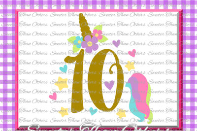 Tenth Birthday SVG, 10th Birthday Unicorn svg, girl Dxf Silhouette Studios, Cameo Cricut cut file INSTANT DOWNLOAD, Vinyl Design, Htv Scal Mtc