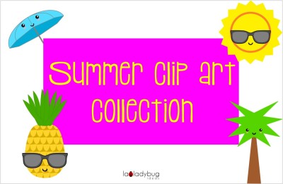 Summer clip art collection. 30 elements. Kawaii style. $1 for a limited time