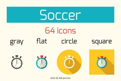 Soccer flat icons set