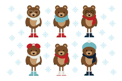 Winter Bears Clip Art Set