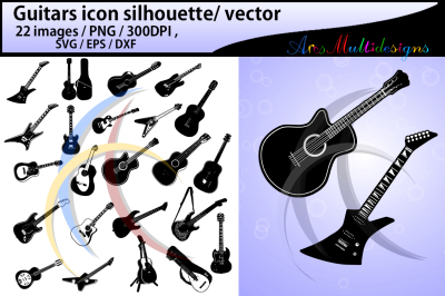 Guitars silhouette svg / guitar icon / Guitars SVG / EPS / PNG / Dxf / vector icon /