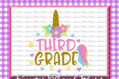 Unicorn Svg, Third Grade SVG 3rd Grade cut file First Day of School SVG DXF Files Silhouette Studios, Cameo, Cricut, Instant Download Scal