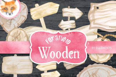 Wooden Signs Clipart - Wooden Borders Download - Instant Download - Wooden Sign Posts, Arrows, and Hanging Signs