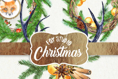 Watercolor clipart, CHRISTMAS wreath clipart, holiday clipart, pinecone clipart, Christmas Watercolor, wedding clipart, Wedding