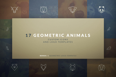 17 Geometric Animal Icons and Logos -30%