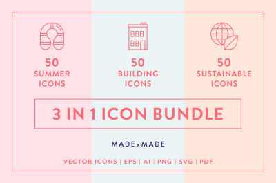 Line Icons &ndash; 3x Collections Bundle