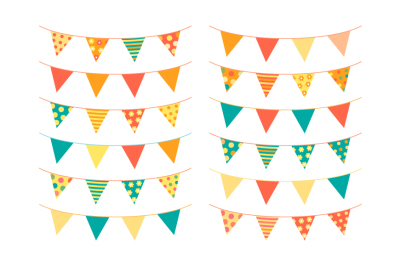 Cute summer bunting clipart, Birthday banner flags, Party pennant clip art